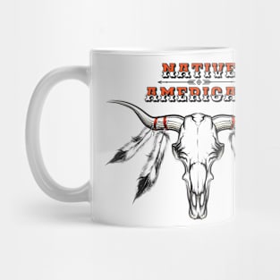 indian bull skull with feathers Mug